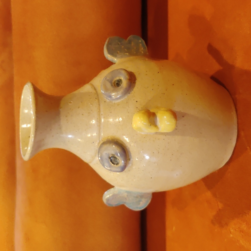 Pottery chicken soap dispenser/vase